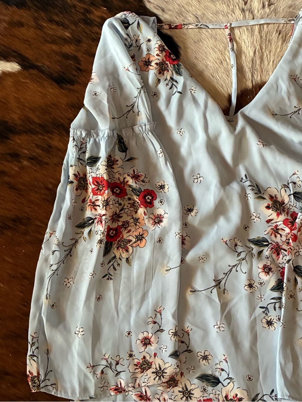Wrangler Light Blue Floral Blouse - Picture 2 of 5